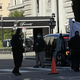 What appears to be a Zoox self-driving taxi on the streets of San Francisco this weekend, with several others visible in the background.